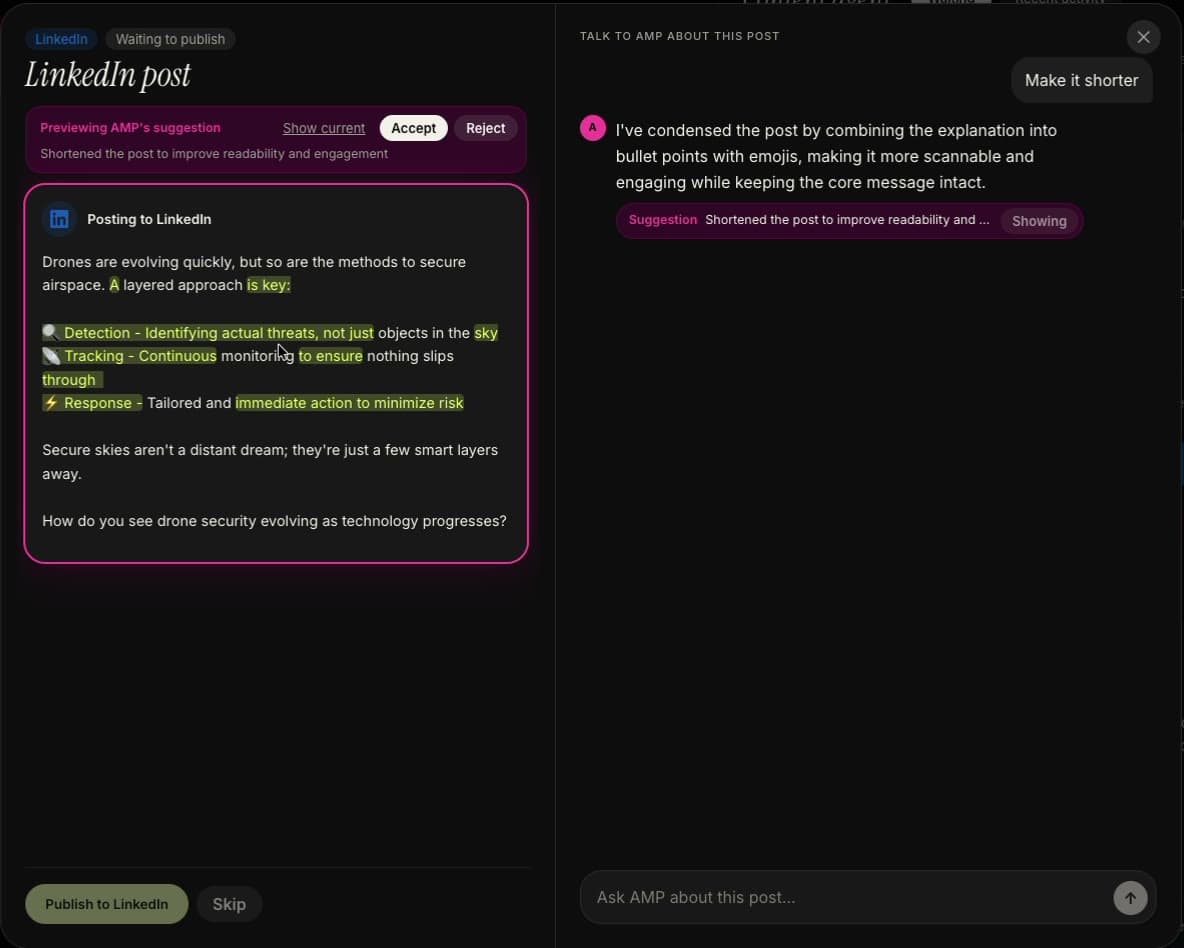 The Arkivist AMP post editor, with a draft ready to publish